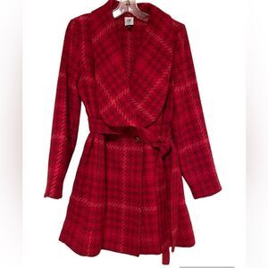 NWOT Cabi Red Plaid Check Evita Coat